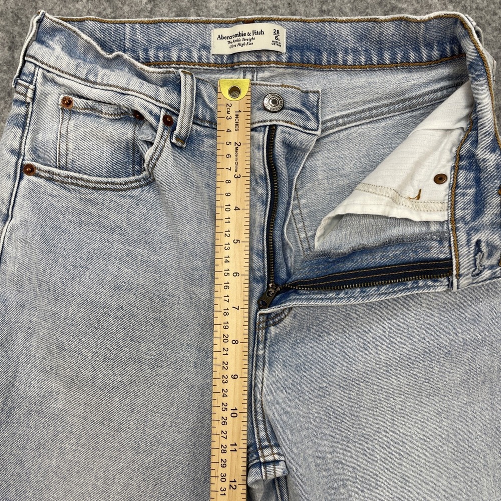 Women Abercrombie & Fitch Ultra High Rise Ankle Straight Light Blue Jeans 28/6 - Picture 4 of 7
